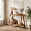 Fnova 41.3 Inch Solid Wood Console Table, 2-Tier Farmhouse Sofa Table with Storage Shelf, Narrow Behind Couch Accent Table for Living Room, Entryway, Hallway,WM010986_BN_US