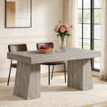 Fnova 55-Inch Modern Dining Table, Mid-Century Wood Rectangular Writing Desk, Computer desk with Double Trapezoid Base, Seats 4-6 - Perfect for Home Office, Dining Room, Kitchen & Living Room,WM010265_G_Tables
