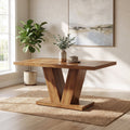 Fnova 47.24-Inch Rectangular Farmhouse Dining Table, Wood Coffee Table for 4 People, Modern Kitchen Table for Dining Room, Brown (Chairs Not Included),WM010229C_BN_Tables