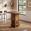 Fnova 31 Inch Square Bar Height Table with Metal Footrest, Industrial Bar Table for Home Bar Bistro Cafe Small Space,WM010946_DBN_US