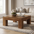 Fnova 39.4-Inch Square Coffee Table, Farmhouse Wood Accent Center Cocktail Table with Sturdy Wooden Legs for Living Room, Easy Assembly,WM010258_BN_Tables