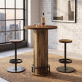 Fnova 3 Piece Bar Table Set with Round Counter Height Table and 2 Stools, Pub Table Set for Kitchen, Apartment, Small Space,WM010937_BNB_US