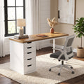 Fnova 47.24-Inch Computer Desk with 5 Drawers, Reversible File Cabinet, Writing Workstation for Home Office Bedroom Study Makeup Vanity Desk Furniture,WM010404C_LBN_Desk