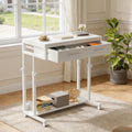 Fnova Mobile Desk with Drawers, Portable Laptop Desk on Wheels, Sofa Side Table, Bed Desk, Small Standing Desk for Home Office,White
