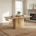 Fnova 55.12-Inch Farmhouse Dining Table, Rectangular Wooden Top Kitchen Table, Seats 4-6 for Dining Room & Kitchen, Living Room,WM010282_LBN_Tables