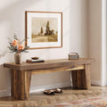 Fnova 55.12-Inch Farmhouse Bench, Wooden Entryway Shoe Bench for 2-3, End of Bed Stool, Long Kitchen Table Seat Dining Seat for Entryway, Hallway, Living Room,WM011202_BN_Bench