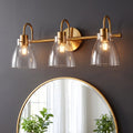 Fnova 3-Light Bathroom Vanity Light, Up and Down Mount Clear Glass Bathroom Wall Light Fixture for Bathroom Vanity Mirror Bedroom Hallway Living Room,WM011154_G_US