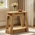 Fnova 2-Tier Narrow End Table, Wood Side Table with Open Storage Shelf, Accent Table Nightstand, Easy Assembly, for Living Room, Bedroom, Entryway, Small Space,WM010138_LBN_US