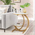 Fnova Industrial C - Shaped Side Table, 19.68-Inch End Table with Storage Shelf, Geometric Shapes, Metal Frame for Study, Kitchen, Dining Room, Living Room, Easy Assembly,WM010122_W_Tables