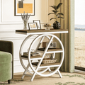 Fnova End Table Modern Wood Narrow Farmhouse Side Tables with Storage Shelf for Living Room, Bedroom, Nightstand,White Brown