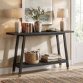Fnova 41.3 Inch Solid Wood Console Table, 2-Tier Farmhouse Sofa Table with Storage Shelf, Narrow Behind Couch Accent Table for Living Room, Entryway, Hallway,WM010986_B_US