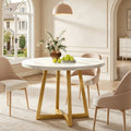 Fnova Round Dining Table for 4 People, Modern Kitchen Table with Sturdy Metal Frame, Small Space Circular Dinner Table for Living Room, Apartment, and Breakfast Nook,WM010201C_WG_US