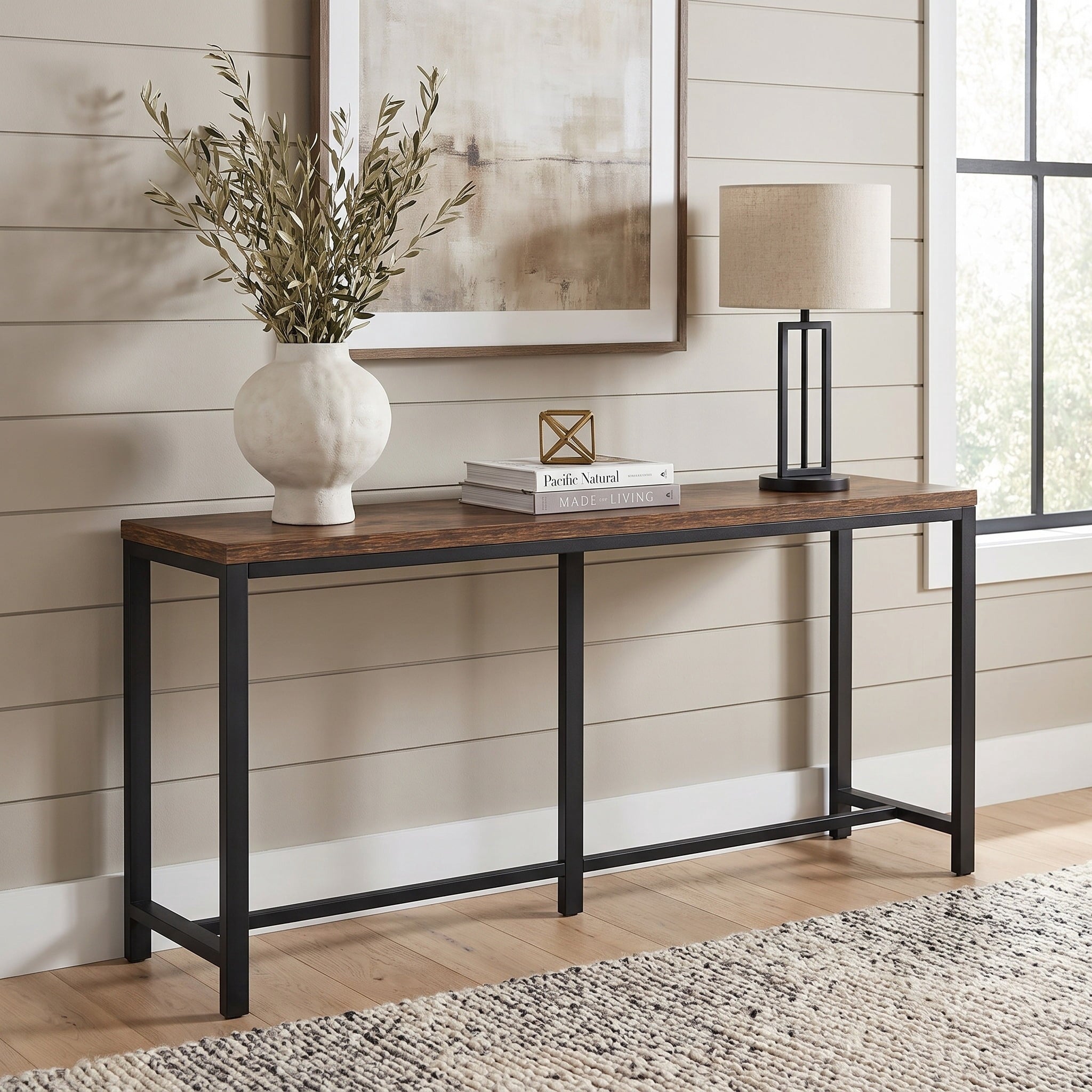 Fnova 70.86-Inch Console Table, E1 Particleboard Entryway Table for Entryway, Living Room, Sofa Side, Home Decor & Hallway,WM010821_BNB_US1