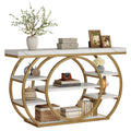 Fnova 47-Inch Industrial Console Table, 5-Tier Entryway Table with Circular Metal Frame, Narrow Sofa Table for Living Room, Hallway, Foyer,WM010914_WG_US
