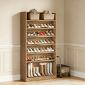 Fnova 70.87-InchH Tall Storage Shelf, Modern Freestanding Wooden Bookshelf with 8 Adjustable Shelves, Large Open Bookcase Display Organizer for Living Room, Bedroom, Home Office, Lighr Brown,WM010539_LBN_US