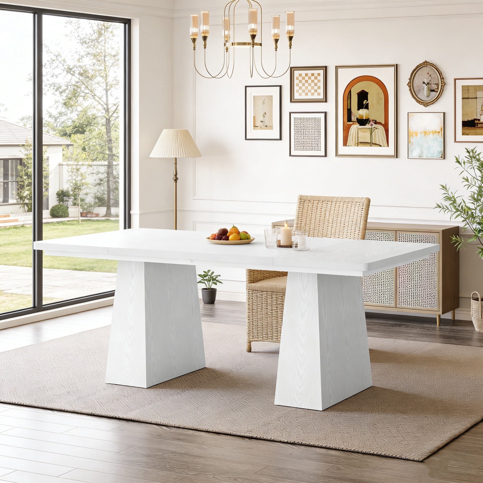 Fnova 63-Inch Home Office Computer Desk, White Modern Executive Desk, Writing Desk, Easy to Assemble,WM010408C_W_Desk