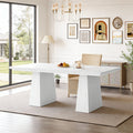 Fnova 63" Home Office Computer Desk, White Modern Executive Desk, Writing Desk, Easy to Assemble,White