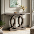 Fnova 55-Inch Console Table with Geometric Base, Modern Wood Narrow Entryway Table Sofa Table for Living Room, Hallway, Foyer,WM010335_DBN_US