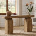 Fnova 63" Farmhouse Console Table, Long Wood Entryway Table for Foyer, Easy Assembly, Hallway Accent Furniture Behind Couch, Living Room Decor Stand,Brown