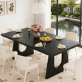 Fnova 70.9" Rectangular Dining Table for 6-8 People, Large Farmhouse Wood Kitchen Table with Heavy Duty Legs, Easy to Assemble,Black