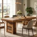 Fnova 63'' Farmhouse Dining Table for 6 People, Rectangular Kitchen Dinner Table, Heavy-Duty Legs MDF Tabletop Industrial Style, for Family Meals, Banquets & Dining Room,Brown