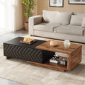 Fnova Modern Extendable Coffee Table with 2 Drawers, 42-Inch-65-Inch Expandable Wood Coffee Table for Living Room, Brown and Black,WM010216C_BNB_Tables