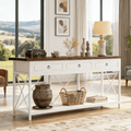 Fnova 70.8-Inch Farmhouse Console Table with 3 Drawers & Storage Shelf, Modern Narrow Long Sofa Table for Entryway, Hallway, Foyer,WM010307_W_Console