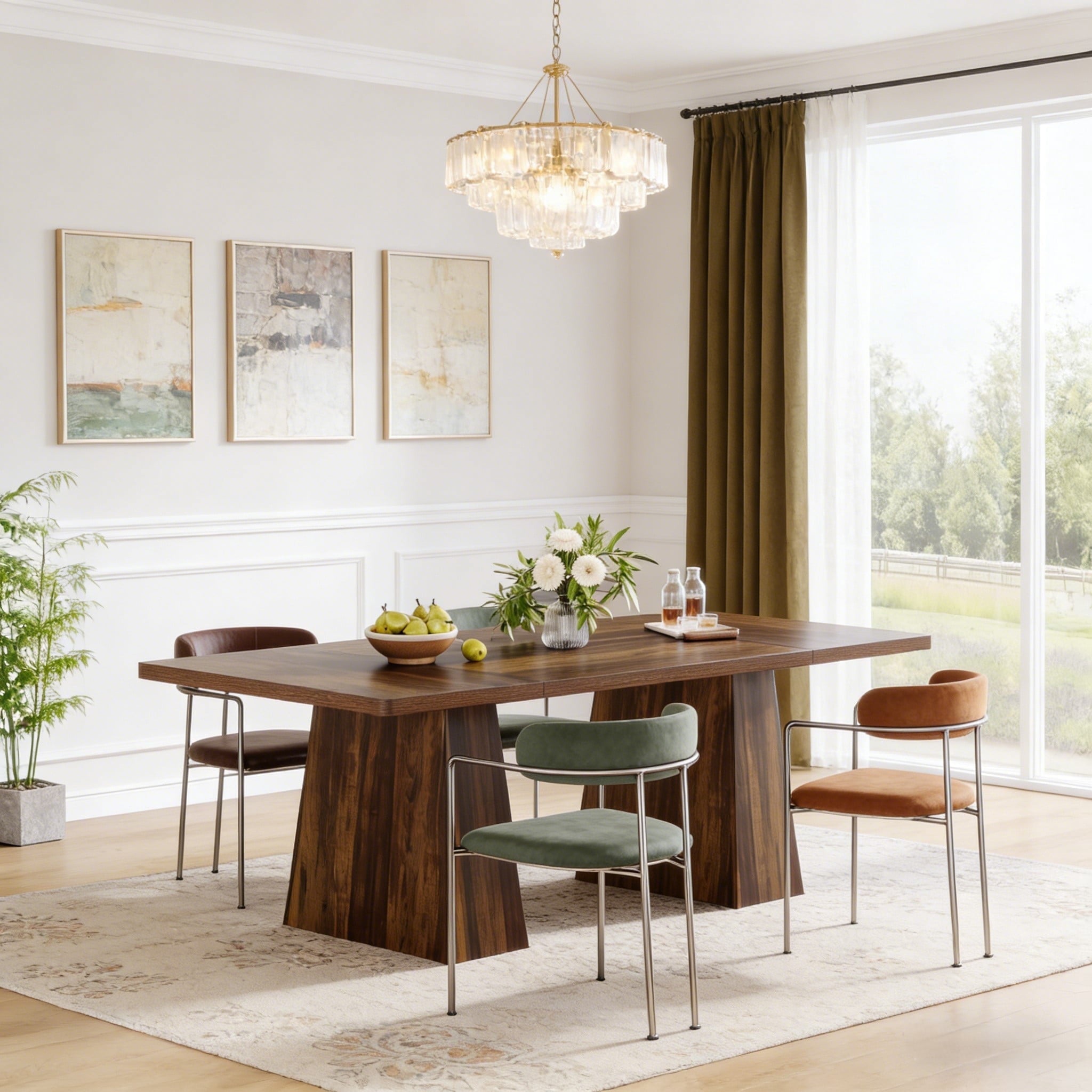 Fnova 63" Executive Desk, Dining Table for 6 People, Modern Farmhouse Wooden Kitchen Table, Large Office Computer Desk for Home Office (Chairs Not Included),Dark Brown