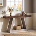 Fnova 55" Farmhouse Console Table, 2-Tier Storage Sofa Table, Long Wood Entryway Table for Hallway, Living Room, Easy Assembly,Grey Oak