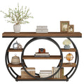 Fnova 47-Inch Industrial Console Table, 5-Tier Entryway Table with Circular Metal Frame, Narrow Sofa Table for Living Room, Hallway, Foyer,WM010914_BNB_US