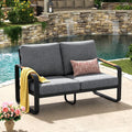 Fnova 2-Person Outdoor Loveseat, Heavy Duty Metal Patio Bench Sofa with 5.9-Inch Thick Cushions, Weather-Resistant Outdoor Seating Furniture for Porch, Backyard, Balcony and Patio,WM011504_G_US