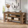 Fnova 55-Inch Farmhouse TV Stand, Entertainment Center with Open Storage Shelves, Modern Television Stand Media Console Table for Living Room, Bedroom, Brown,WM011332_BN_Cabinet