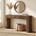 Fnova 63-Inch Solid Wood Console Table with 2 Drawers, Farmhouse Extra Long Entryway Table, Rustic Sofa Table for Living Room, Hallway, Foyer,WM010925_BN_US