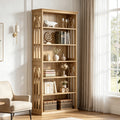 Fnova 74-Inch Tall Bookcase with 6-Tier Open Display Storage Shelves, Large Book Shelf Bookcase Bookshelf for Living Room, Home Office, Bed Room,WM010501M_LBN_US
