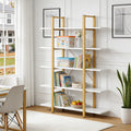 Fnova 72-Inch Industrial 5-Tier Bookshelf, Tall Display Shelf with Metal Frame, MDF Board, Heavy-duty Storage Rack for Kitchen, Dining Room, Living Room, Office, Bedroom, Easy Assembly,WM010504_WG_Shelf