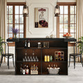 Fnova 70.9" 4-Tier Modern Bar Table, Pub Table with Wine Glass Holder & Footrest, Large Home Bar Unit with Storage Shelves for Kitchen, Dining Room & Commercial Use,Black