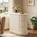 Fnova End Table with 3 Drawers, Farmhouse Narrow Side Table with Finished Back, Accent Table Nightstand, No Assembly Required, for Living Room, Bedroom, Entryway, Small Space,WM010130_W_US