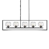 Fnova 5-Light Adjustable Pendant Light with Rippled Glass Shade, UL Certified Hanging Chandelier for Kitchen Island Dining Room,WM011129_B_US