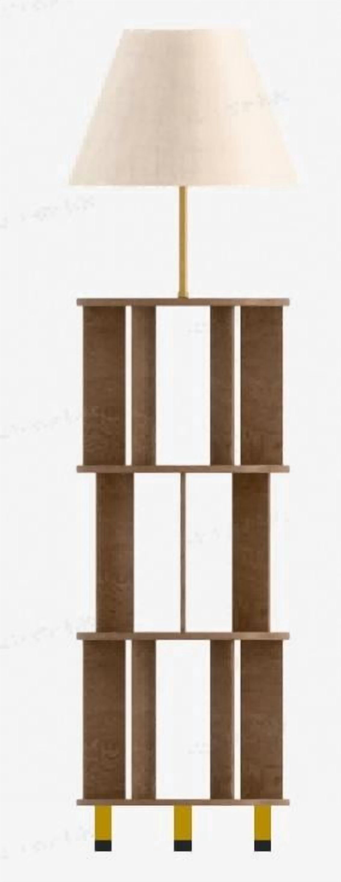 Fnova Floor Lamp with 3-Tier Storage Shelves, 62.2-Inch Tall Standing Lamp with Linen Shade, E26 Base Foot Switch Floor Lamp for Living Room Bedroom Home Office,WM011155_WDBN_US