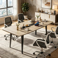 Fnova 70.86" Conference Table, Large Meeting Room Table with Arc-Shaped Corners & Sturdy Metal Legs, Multi-Purpose Executive Desk for Office, Boardroom & Home Use,Gray