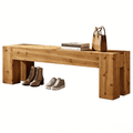Fnova 63 Inch Extra Long Solid Wood Bench, Heavy Duty Farmhouse Entryway Bench for Dining Room Living Room Bedroom Hallway End of Bed,Light Brown