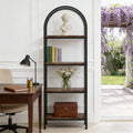Fnova 71-Inch Tall Bookshelf 4-Tier Arched Bookcase, Industrial Book Shelves with Metal Frame for Living Room, Office, Bedroom,WM010505M_BN_US