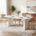 Fnova 63-Inch Rectangular Modern Dining Table, Wooden Modern Kitchen Table for 6 People for Dining Room, White (Chairs Not Included),WM010231C_W_Tables