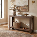 Fnova 63-Inch Farmhouse Console Table, 2-Tier Wood Entryway Table with Storage Shelf, Narrow Sofa Table for Living Room, Hallway, Foyer,WM010330_DBN_US