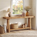 Fnova 70.9 Inch Solid Wood Console Table, Farmhouse 2-Tier Sofa Table Behind Couch with Storage Shelf for Living Room, Hallway, Foyer,WM010979_BN_US
