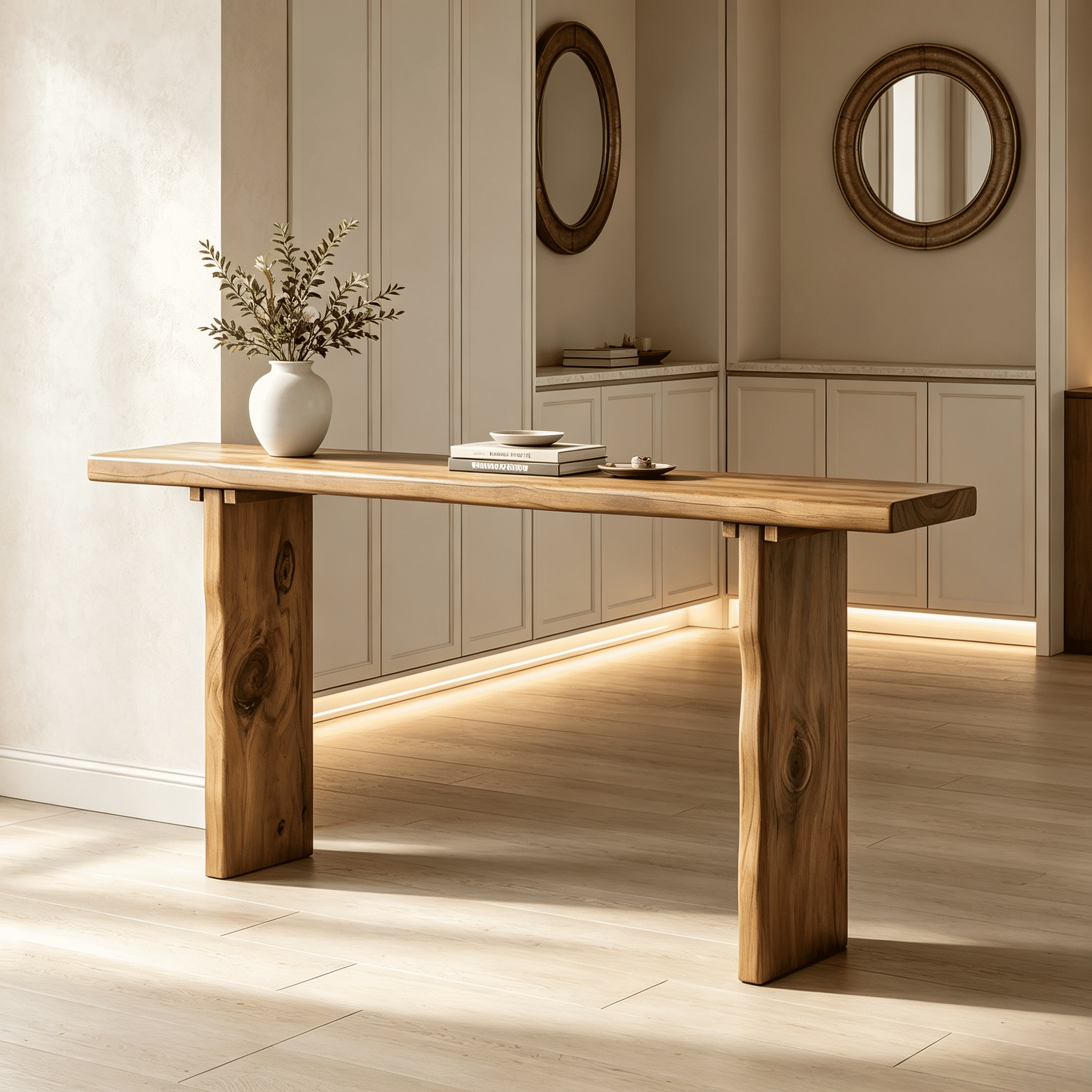 Fnova 63 Inch Solid Wood Farmhouse Console Sofa Table, Long Entryway Hallway Table Behind Couch, Accent Console Table for Living Room, Foyer,WM010963_BN_US