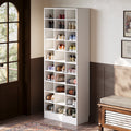 Fnova 71-Inch Storage Shelf, Modern Freestanding Wooden Bookshelf, 30-Cubby Shoe Cabinet With 8 Adjustable Shelves, Large Open Bookcase Display Organizer for Living Room, Bedroom, Home Office, White,WM010540_W_Shelf
