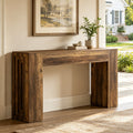 Fnova 63-Inch Console Table, Farmhouse Extra Long Narrow Entryway Table Sofa Table with Thick Tabletop for Living Room, Entryway, Hallway, Foyer,WM010357_DBN_US