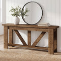 Fnova 70.9-Inch Solid Wood Farmhouse Console Table, 2-Tier Extra Long Entryway Table with Storage, Narrow Sofa Table for Living Room, Hallway, Foyer,WM010928_BN_US