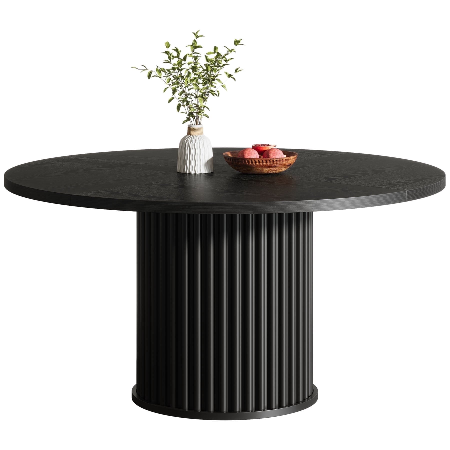 Fnova 47.2 Inch Round Dining Table, Farmhouse Kitchen Table, Leisure Accent Table for Dining Room Living Room, Entryway Home Furniture,Black